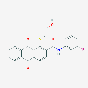 molecular formula C23H16FNO4S B4309690 N-(3-fluorophenyl)-1-[(2-hydroxyethyl)sulfanyl]-9,10-dioxo-9,10-dihydroanthracene-2-carboxamide 