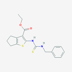 molecular formula C18H20N2O2S2 B430973 ethyl 2-{[(benzylamino)carbothioyl]amino}-5,6-dihydro-4H-cyclopenta[b]thiophene-3-carboxylate 