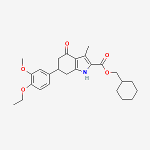 molecular formula C26H33NO5 B4309732 cyclohexylmethyl 6-(4-ethoxy-3-methoxyphenyl)-3-methyl-4-oxo-4,5,6,7-tetrahydro-1H-indole-2-carboxylate 
