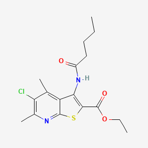 molecular formula C17H21ClN2O3S B4309804 ethyl 5-chloro-4,6-dimethyl-3-(pentanoylamino)thieno[2,3-b]pyridine-2-carboxylate 