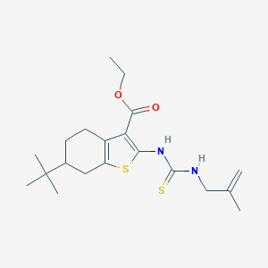 molecular formula C20H30N2O2S2 B430983 Ethyl 6-tert-butyl-2-{[(2-methylprop-2-en-1-yl)carbamothioyl]amino}-4,5,6,7-tetrahydro-1-benzothiophene-3-carboxylate 