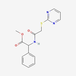 molecular formula C15H15N3O3S B4309878 METHYL 2-PHENYL-2-{[2-(2-PYRIMIDINYLSULFANYL)ACETYL]AMINO}ACETATE 
