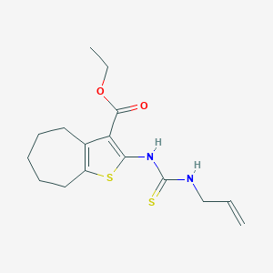 molecular formula C16H22N2O2S2 B430988 ETHYL 2-{[(PROP-2-EN-1-YL)CARBAMOTHIOYL]AMINO}-4H,5H,6H,7H,8H-CYCLOHEPTA[B]THIOPHENE-3-CARBOXYLATE 