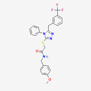 molecular formula C26H23F3N4O2S B4310058 N-(4-methoxybenzyl)-2-({4-phenyl-5-[3-(trifluoromethyl)benzyl]-4H-1,2,4-triazol-3-yl}sulfanyl)acetamide 