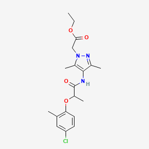 molecular formula C19H24ClN3O4 B4310271 ETHYL 2-(4-{[2-(4-CHLORO-2-METHYLPHENOXY)PROPANOYL]AMINO}-3,5-DIMETHYL-1H-PYRAZOL-1-YL)ACETATE 