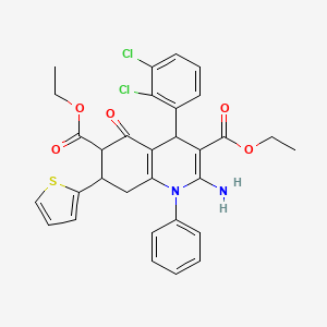 molecular formula C31H28Cl2N2O5S B4310305 DIETHYL 2-AMINO-4-(2,3-DICHLOROPHENYL)-5-OXO-1-PHENYL-7-(2-THIENYL)-1,4,5,6,7,8-HEXAHYDRO-3,6-QUINOLINEDICARBOXYLATE 