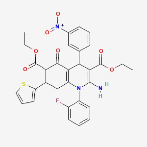molecular formula C31H28FN3O7S B4310326 DIETHYL 2-AMINO-1-(2-FLUOROPHENYL)-4-(3-NITROPHENYL)-5-OXO-7-(2-THIENYL)-1,4,5,6,7,8-HEXAHYDRO-3,6-QUINOLINEDICARBOXYLATE 