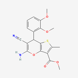 molecular formula C19H18N2O5S B4310342 methyl 5-amino-6-cyano-7-(2,3-dimethoxyphenyl)-2-methyl-7H-thieno[3,2-b]pyran-3-carboxylate 