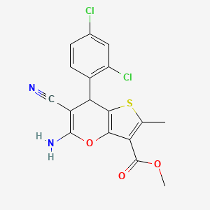 molecular formula C17H12Cl2N2O3S B4310343 methyl 5-amino-6-cyano-7-(2,4-dichlorophenyl)-2-methyl-7H-thieno[3,2-b]pyran-3-carboxylate 