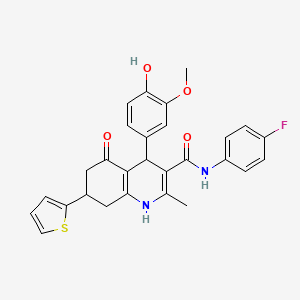 molecular formula C28H25FN2O4S B4310473 N-(4-FLUOROPHENYL)-4-(4-HYDROXY-3-METHOXYPHENYL)-2-METHYL-5-OXO-7-(2-THIENYL)-1,4,5,6,7,8-HEXAHYDRO-3-QUINOLINECARBOXAMIDE 