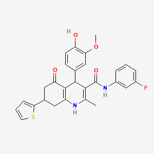 molecular formula C28H25FN2O4S B4310479 N-(3-FLUOROPHENYL)-4-(4-HYDROXY-3-METHOXYPHENYL)-2-METHYL-5-OXO-7-(2-THIENYL)-1,4,5,6,7,8-HEXAHYDRO-3-QUINOLINECARBOXAMIDE 