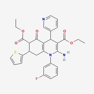 molecular formula C30H28FN3O5S B4310517 DIETHYL 2-AMINO-1-(3-FLUOROPHENYL)-5-OXO-4-(3-PYRIDYL)-7-(2-THIENYL)-1,4,5,6,7,8-HEXAHYDRO-3,6-QUINOLINEDICARBOXYLATE 