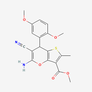 molecular formula C19H18N2O5S B4310522 methyl 5-amino-6-cyano-7-(2,5-dimethoxyphenyl)-2-methyl-7H-thieno[3,2-b]pyran-3-carboxylate 