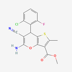 molecular formula C17H12ClFN2O3S B4310533 methyl 5-amino-7-(2-chloro-6-fluorophenyl)-6-cyano-2-methyl-7H-thieno[3,2-b]pyran-3-carboxylate 