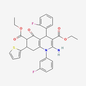 molecular formula C31H28F2N2O5S B4310549 DIETHYL 2-AMINO-4-(2-FLUOROPHENYL)-1-(3-FLUOROPHENYL)-5-OXO-7-(2-THIENYL)-1,4,5,6,7,8-HEXAHYDRO-3,6-QUINOLINEDICARBOXYLATE 