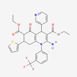 molecular formula C31H28F3N3O5S B4310564 DIETHYL 2-AMINO-5-OXO-4-(3-PYRIDYL)-7-(2-THIENYL)-1-[3-(TRIFLUOROMETHYL)PHENYL]-1,4,5,6,7,8-HEXAHYDRO-3,6-QUINOLINEDICARBOXYLATE 