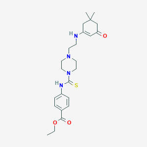 molecular formula C24H34N4O3S B431060 Ethyl 4-[[4-[2-[(5,5-dimethyl-3-oxocyclohexen-1-yl)amino]ethyl]piperazine-1-carbothioyl]amino]benzoate CAS No. 333758-56-8