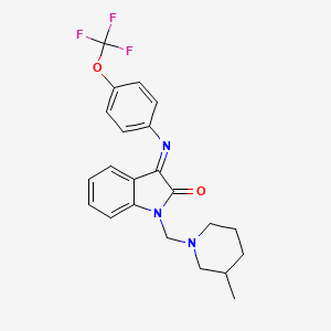 molecular formula C22H22F3N3O2 B4310671 1-[(3-METHYLPIPERIDINO)METHYL]-3-{[4-(TRIFLUOROMETHOXY)PHENYL]IMINO}-1H-INDOL-2-ONE 