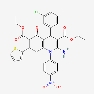molecular formula C31H28ClN3O7S B4310762 DIETHYL 2-AMINO-4-(3-CHLOROPHENYL)-1-(4-NITROPHENYL)-5-OXO-7-(2-THIENYL)-1,4,5,6,7,8-HEXAHYDRO-3,6-QUINOLINEDICARBOXYLATE 