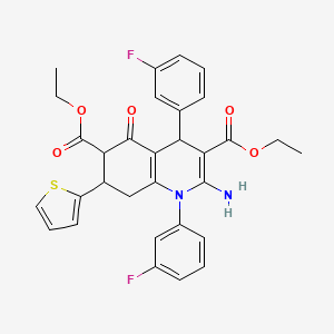 molecular formula C31H28F2N2O5S B4310804 DIETHYL 2-AMINO-1,4-BIS(3-FLUOROPHENYL)-5-OXO-7-(2-THIENYL)-1,4,5,6,7,8-HEXAHYDRO-3,6-QUINOLINEDICARBOXYLATE 