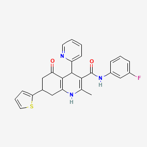 molecular formula C26H22FN3O2S B4310865 N-(3-FLUOROPHENYL)-2-METHYL-5-OXO-4-(2-PYRIDINYL)-7-(2-THIENYL)-1,4,5,6,7,8-HEXAHYDRO-3-QUINOLINECARBOXAMIDE 