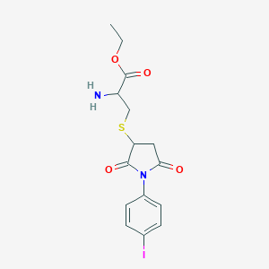 molecular formula C15H17IN2O4S B431175 ethyl 2-amino-3-{[1-(4-iodophenyl)-2,5-dioxo-3-pyrrolidinyl]sulfanyl}propanoate CAS No. 1076263-39-2