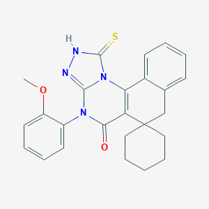molecular formula C25H24N4O2S B431200 1-mercapto-4-(2-methoxyphenyl)-4H-spiro[benzo[h][1,2,4]triazolo[4,3-a]quinazoline-6,1'-cyclohexan]-5(7H)-one CAS No. 373375-64-5