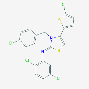 molecular formula C20H12Cl4N2S2 B431236 N-[3-(4-CHLOROBENZYL)-4-(5-CHLORO-2-THIENYL)-1,3-THIAZOL-2(3H)-YLIDEN]-N-(2,5-DICHLOROPHENYL)AMINE 