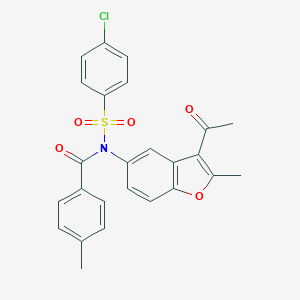 molecular formula C25H20ClNO5S B431259 N-(3-acetyl-2-methyl-1-benzofuran-5-yl)-4-chloro-N-(4-methylbenzoyl)benzenesulfonamide CAS No. 406475-51-2