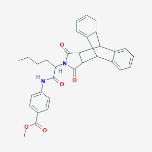 molecular formula C32H30N2O5 B431338 methyl 4-{[2-(16,18-dioxo-17-azapentacyclo[6.6.5.0~2,7~.0~9,14~.0~15,19~]nonadeca-2,4,6,9,11,13-hexaen-17-yl)hexanoyl]amino}benzoate 