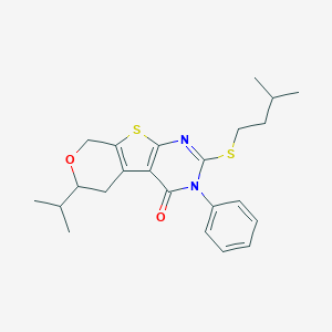 2-(isopentylsulfanyl)-6-isopropyl-3-phenyl-3,5,6,8-tetrahydro-4H-pyrano[4',3':4,5]thieno[2,3-d]pyrimidin-4-one