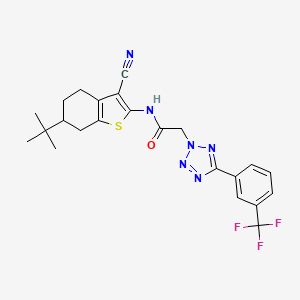 molecular formula C23H23F3N6OS B4314310 N-[3-CYANO-6-(2-METHYL-2-PROPANYL)-4,5,6,7-TETRAHYDRO-1-BENZOTHIOPHEN-2-YL]-2-{5-[3-(TRIFLUOROMETHYL)PHENYL]-2H-TETRAZOL-2-YL}ACETAMIDE 