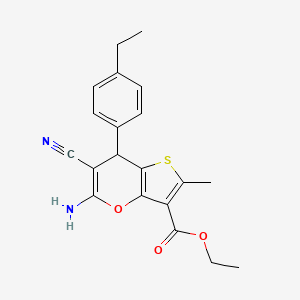 molecular formula C20H20N2O3S B4314361 ethyl 5-amino-6-cyano-7-(4-ethylphenyl)-2-methyl-7H-thieno[3,2-b]pyran-3-carboxylate 