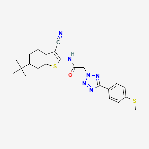 molecular formula C23H26N6OS2 B4314693 N-[3-CYANO-6-(2-METHYL-2-PROPANYL)-4,5,6,7-TETRAHYDRO-1-BENZOTHIOPHEN-2-YL]-2-{5-[4-(METHYLSULFANYL)PHENYL]-2H-TETRAZOL-2-YL}ACETAMIDE 