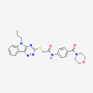 molecular formula C25H26N6O3S B4314745 N-[4-(4-MORPHOLINYLCARBONYL)PHENYL]-2-[(5-PROPYL-5H-[1,2,4]TRIAZINO[5,6-B]INDOL-3-YL)SULFANYL]ACETAMIDE 