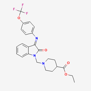 molecular formula C24H24F3N3O4 B4314994 ETHYL 1-{[2-OXO-3-{[4-(TRIFLUOROMETHOXY)PHENYL]IMINO}-1H-INDOL-1(2H)-YL]METHYL}-4-PIPERIDINECARBOXYLATE 