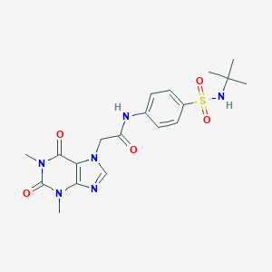 molecular formula C19H24N6O5S B431521 N-{4-[(tert-butylamino)sulfonyl]phenyl}-2-(1,3-dimethyl-2,6-dioxo-1,2,3,6-tetrahydro-7H-purin-7-yl)acetamide 