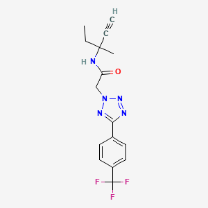 molecular formula C16H16F3N5O B4315254 N-(3-METHYL-1-PENTYN-3-YL)-2-{5-[4-(TRIFLUOROMETHYL)PHENYL]-2H-TETRAZOL-2-YL}ACETAMIDE 