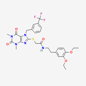 molecular formula C29H32F3N5O5S B4315522 N-[2-(3,4-diethoxyphenyl)ethyl]-2-({1,3-dimethyl-2,6-dioxo-7-[3-(trifluoromethyl)benzyl]-2,3,6,7-tetrahydro-1H-purin-8-yl}sulfanyl)acetamide 