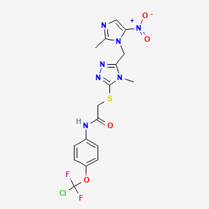 molecular formula C17H16ClF2N7O4S B4315535 N-{4-[chloro(difluoro)methoxy]phenyl}-2-({4-methyl-5-[(2-methyl-5-nitro-1H-imidazol-1-yl)methyl]-4H-1,2,4-triazol-3-yl}sulfanyl)acetamide 