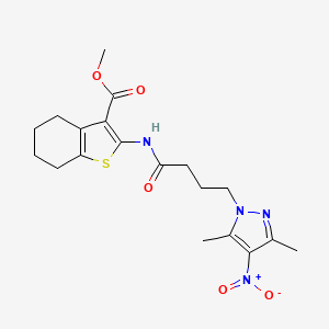 molecular formula C19H24N4O5S B4315536 METHYL 2-[4-(3,5-DIMETHYL-4-NITRO-1H-PYRAZOL-1-YL)BUTANAMIDO]-4,5,6,7-TETRAHYDRO-1-BENZOTHIOPHENE-3-CARBOXYLATE 
