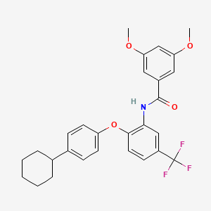molecular formula C28H28F3NO4 B4315562 N-[2-(4-cyclohexylphenoxy)-5-(trifluoromethyl)phenyl]-3,5-dimethoxybenzamide 