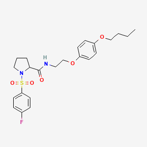 molecular formula C23H29FN2O5S B4315672 N-[2-(4-butoxyphenoxy)ethyl]-1-[(4-fluorophenyl)sulfonyl]prolinamide 