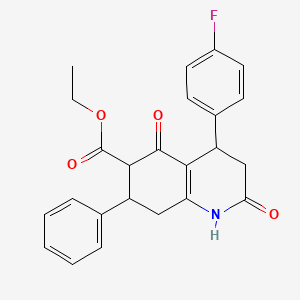 molecular formula C24H22FNO4 B4315781 ETHYL 4-(4-FLUOROPHENYL)-2,5-DIOXO-7-PHENYL-1,2,3,4,5,6,7,8-OCTAHYDRO-6-QUINOLINECARBOXYLATE 