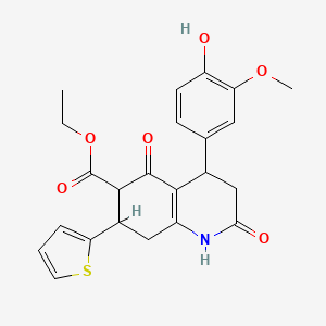 molecular formula C23H23NO6S B4315789 ETHYL 4-(4-HYDROXY-3-METHOXYPHENYL)-2,5-DIOXO-7-(2-THIENYL)-1,2,3,4,5,6,7,8-OCTAHYDRO-6-QUINOLINECARBOXYLATE 