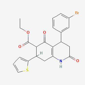 molecular formula C22H20BrNO4S B4315792 ETHYL 4-(3-BROMOPHENYL)-2,5-DIOXO-7-(2-THIENYL)-1,2,3,4,5,6,7,8-OCTAHYDRO-6-QUINOLINECARBOXYLATE 