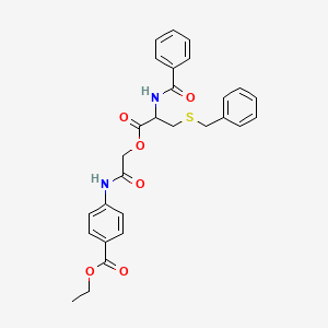 molecular formula C28H28N2O6S B4315920 ETHYL 4-[(2-{[2-(BENZOYLAMINO)-3-(BENZYLSULFANYL)PROPANOYL]OXY}ACETYL)AMINO]BENZOATE 