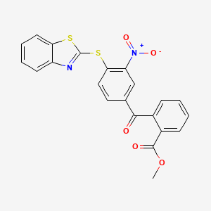 molecular formula C22H14N2O5S2 B4315927 Methyl 2-[4-(1,3-benzothiazol-2-ylsulfanyl)-3-nitrobenzoyl]benzoate 