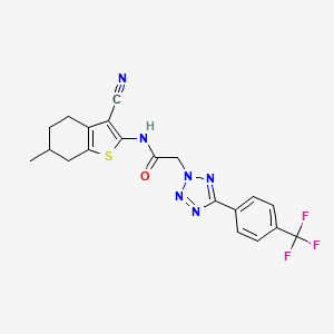 molecular formula C20H17F3N6OS B4315947 N-(3-cyano-6-methyl-4,5,6,7-tetrahydro-1-benzothiophen-2-yl)-2-{5-[4-(trifluoromethyl)phenyl]-2H-tetrazol-2-yl}acetamide 