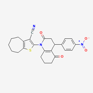 molecular formula C25H23N3O4S B4315962 2-[4-(4-NITROPHENYL)-2,5-DIOXO-1,2,3,4,5,6,7,8-OCTAHYDROQUINOLIN-1-YL]-4H,5H,6H,7H,8H-CYCLOHEPTA[B]THIOPHENE-3-CARBONITRILE 
